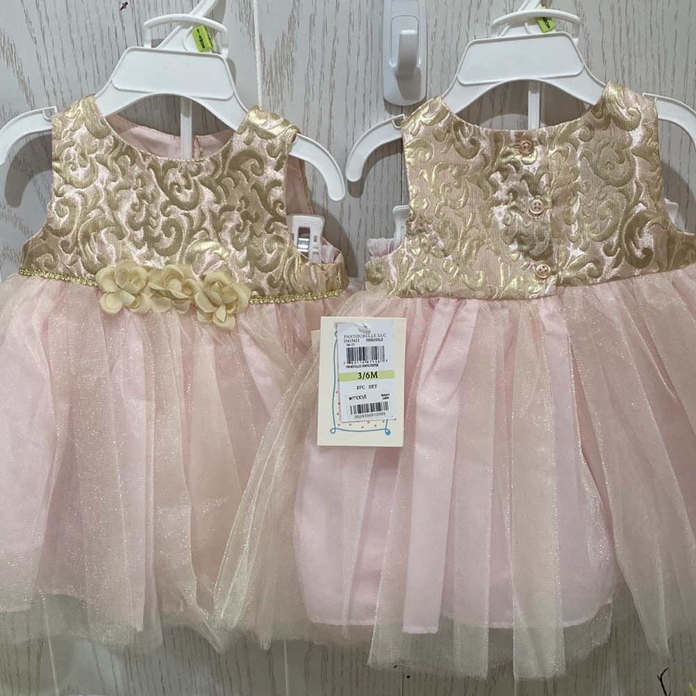 Marmellata Dress Pink/Gold  Size 3/6 Months